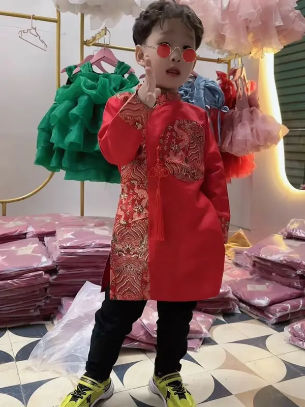 Sushi Áo dài cho bé trai 7-27kg Gấm hot 2025 cho bé trai diện Tết - Thương hiệu Sushi 4