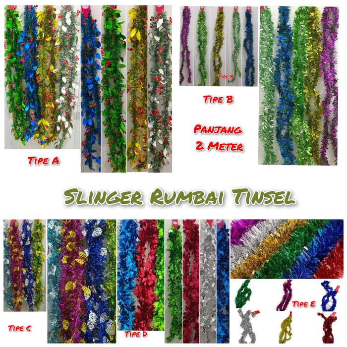 Promo Slinger Natal Tebal Rumbai Tinsel Pohon Warna Warni Besar Panjang ...