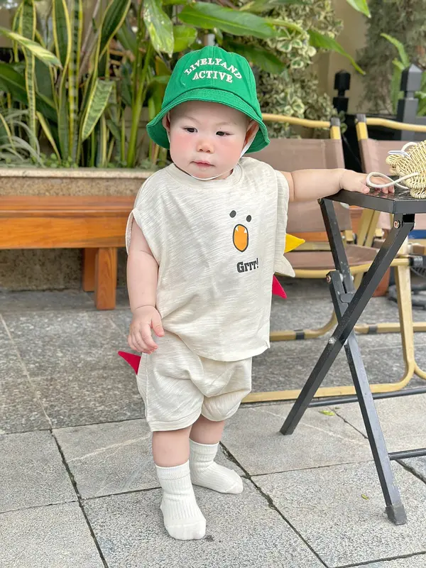 Bộ quần áo mùa hè cho bé trai, bé gái 7-15kg phong cách Hàn Quốc, in hình Grrrr dễ thương bococtay  chobe 6