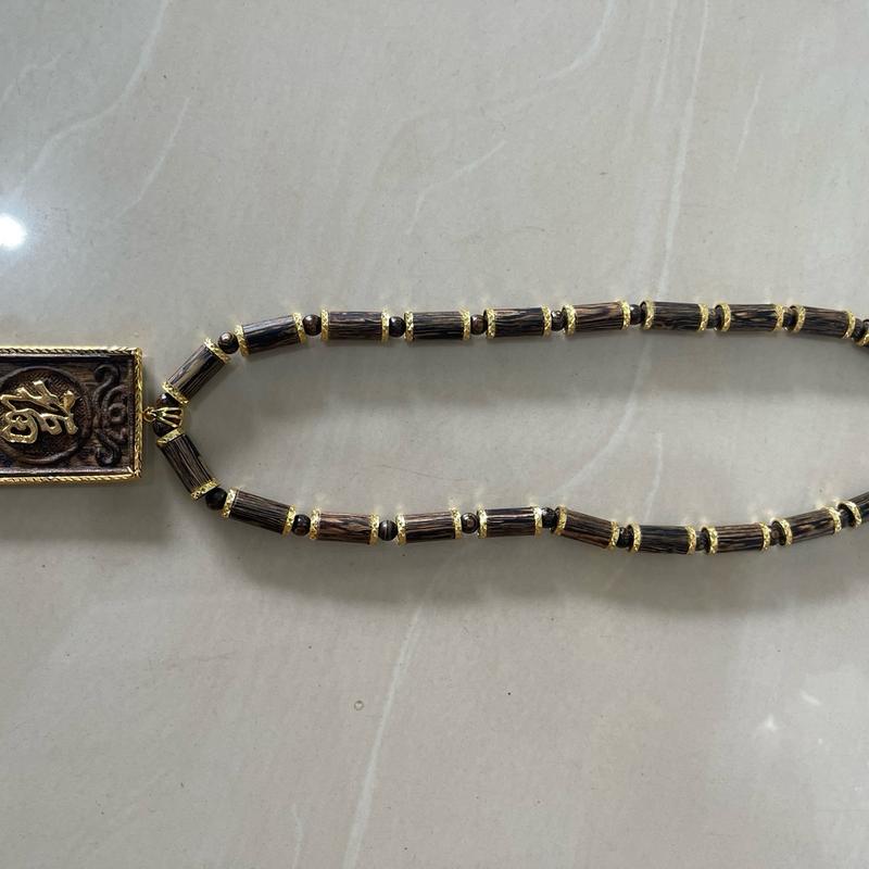 Dây chuyền trầm hương sánh chìm quãng nam bọc vàng non 8k 2