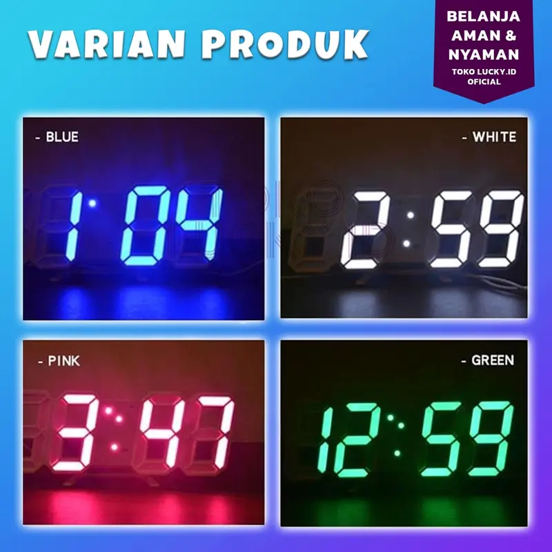 Jam Dinding Digital USB Alarm 3D 2in1 Multifungsi Gantung LED 4