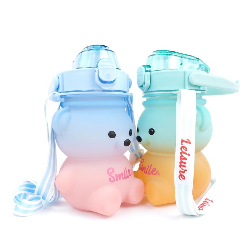 Miere Home - Botol Viral Botol Minum Gemoy Anak Botol Bear Beruang Gradasi 3D Tumbler 1.2 Liter Botol Motivasi Stikerb 2D dengan Tali 2