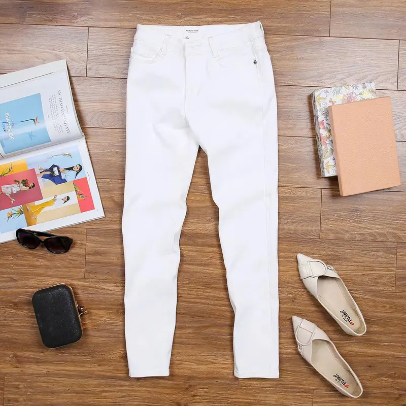 Quần Jean Nữ Ống Đứng Hơi Ôm Co Giãn Fujiwa - WTO  Pants Women Trẻ Trung Năng Động Cá tính Jean Denim Lưng Cao Ngang Rốn Thanh Lịch Ong Đứng quần jean quần  jean 5