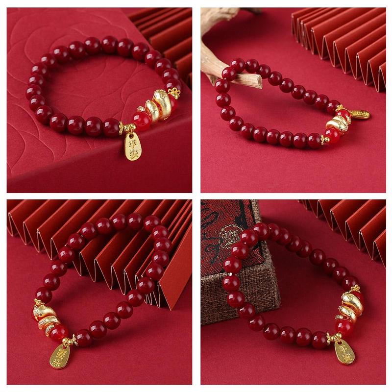 Vòng Tay Đính Cườm, Thiết Kế Hình Rắn Hoàng Đạo, Vòng Tay Yuanfu, Dễ Phối Đồ Trung Quốc, Dành Cho Nữ, Thời Trang, Quà Sinh Nhật 5