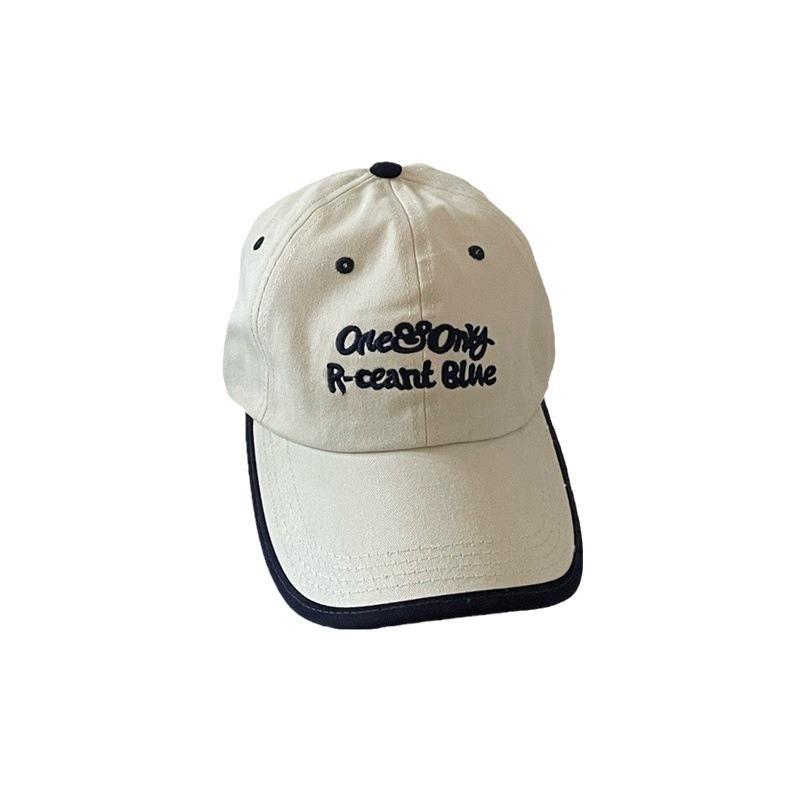 Colorblock Soft Top Hip-Hop Baseball Cap, Unisex Korean-Style 3D Letter Embroidery, Wide Brim Duckbill Hat, Face-Slimming Design 5