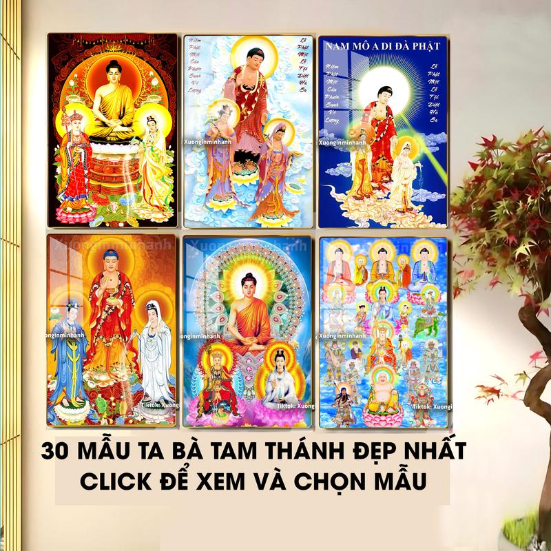 [TRANH PHẬT GIÁO] Tranh gỗ tráng gương dày 13mm - Bo viền vàng cao cấp - Địa tạng Vương - Phật thích ca - Quan âm bồ Tát,... Treo tường phòng thờ, mang lại may mắn bình an hạnh phúc Decor Phòng