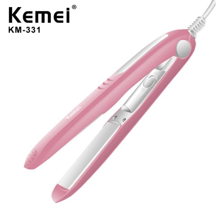 Máy Kẹp Tóc Mini Phủ gốm Cao Cấp Tiện Lợi Du Lịch Nhỏ Gọn Kemei Km 331