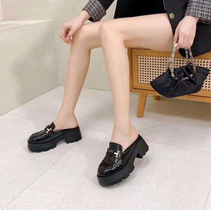   Hàng đế đẹp  Giày sục Mary jane nữ da mềm cao 5cm giày đốc nữ tăng chiều cao ĐC01 giay 7 