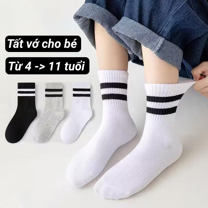 Tất vớ trắng trơn cho bé trai bé gái. Vớ trẻ em từ 4 đến 11 tuổi chất liệu cotton mềm mịn thoáng khí - Bubi Student