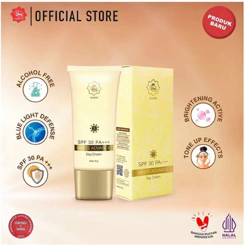 Viva Queen White Advance Day SUNSCREEN Cream SPF 30 PA+++ with NIACINAMIDE, UV A & B & BLUE LIGHT PROTECTION 2