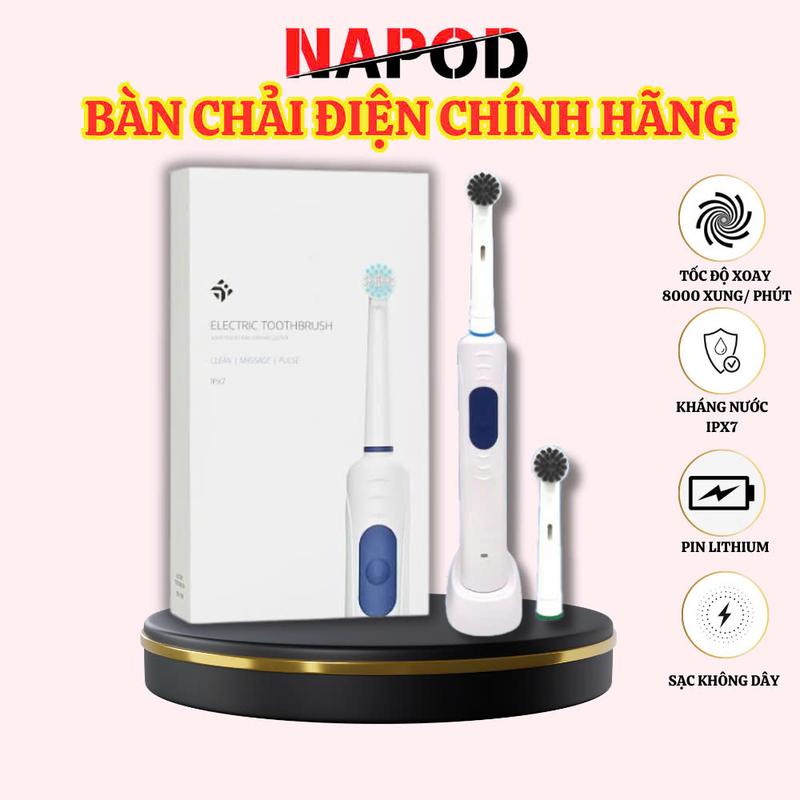 [VINHBANHBO] Bàn chải đánh răng điện xoay có 3 chế độ làm sạch vệ sinh răng miệng hạn chế viêm nướu kèm đế sạc không dây bảo hành 12 tháng