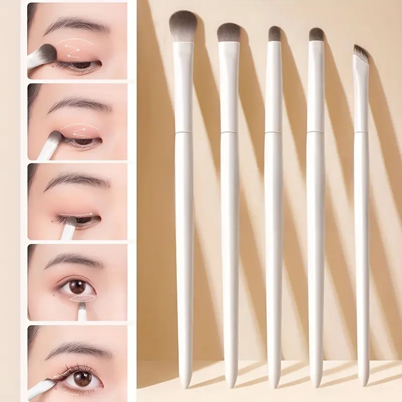 5pcs Eye Makeup Brush Set - Precision Eyeshadow, Blending & Detail Brushes with Soft Nylon Bristles for Flawless Application With brush pack Cosmetic