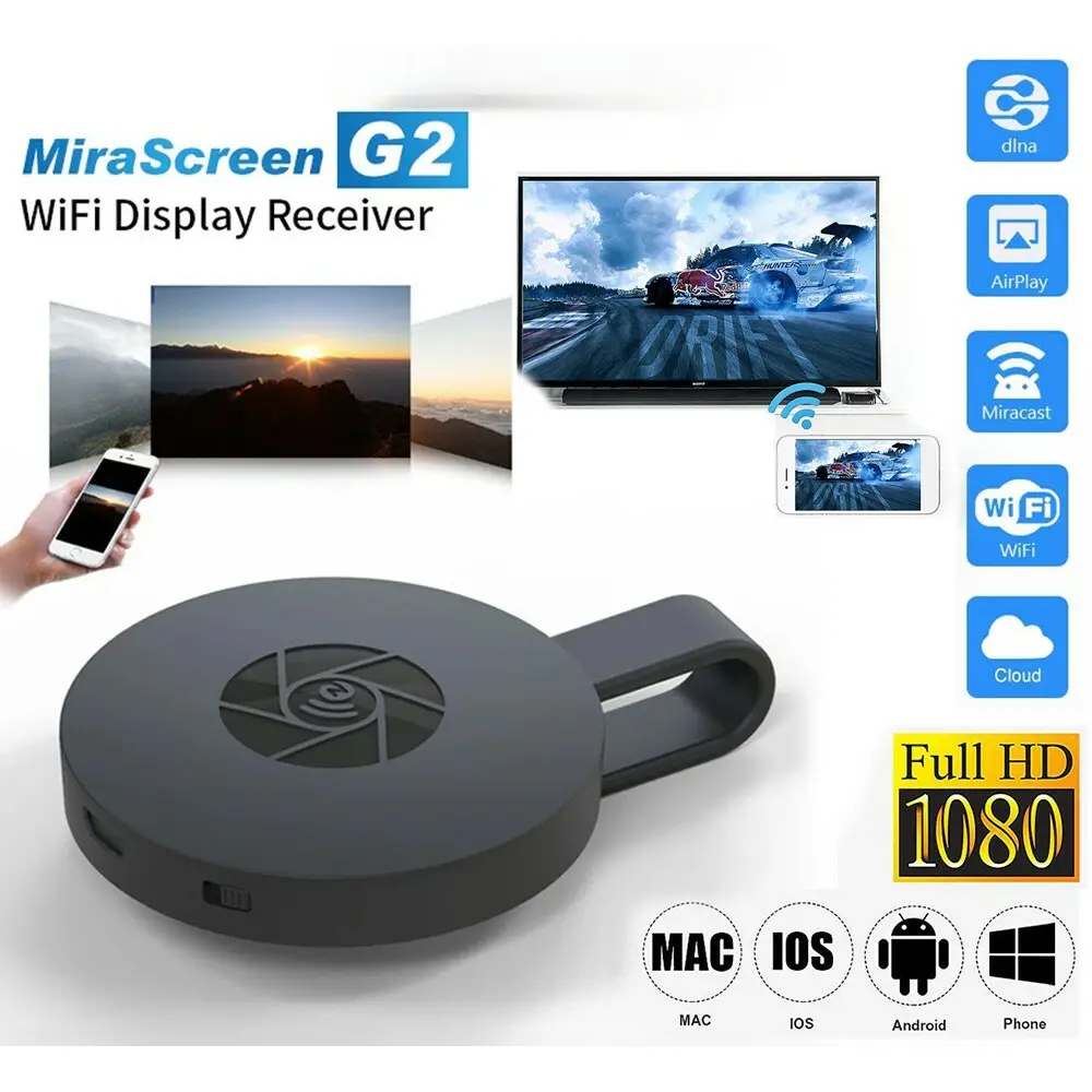 High Quality Chromecast G2 TV Streaming HD 4K 1080P Mirascreen Wireless Miracast Google HDMI Dongle Display Adapter Fireod