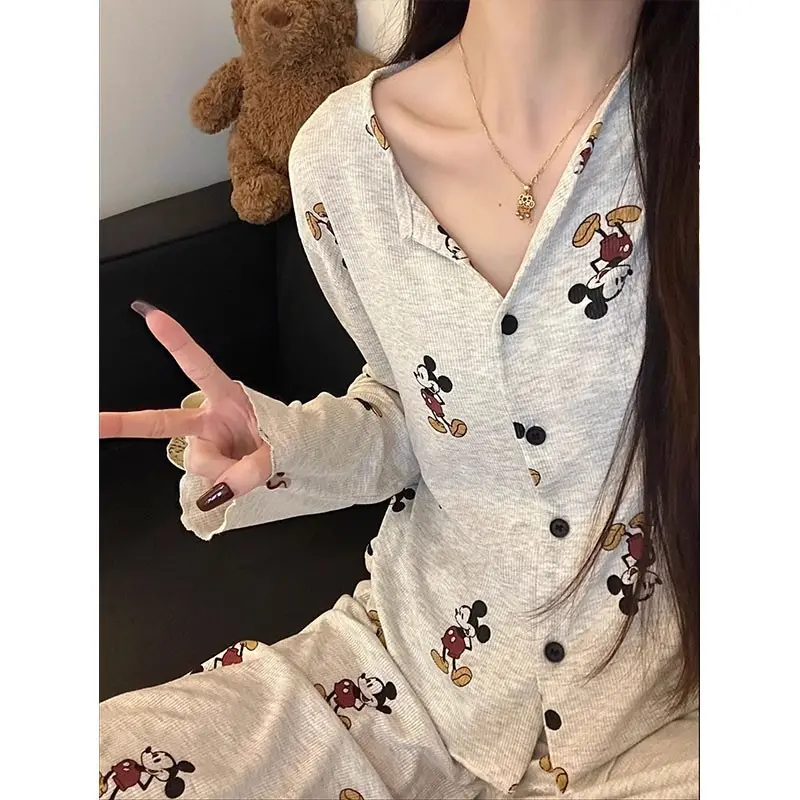 Baju Tidur Piyama Set Wanita BS-5077 Lengan Pendek Celana Pendek Kancing Depan Setelan Cute Kartun Imut Manis Homewear Mimon Home