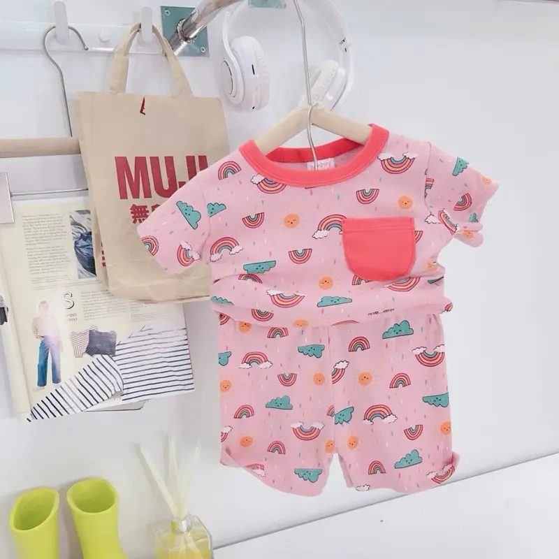 Bộ coton zip xuất hàn hoạ tiết nhí cho bé trai bé gái