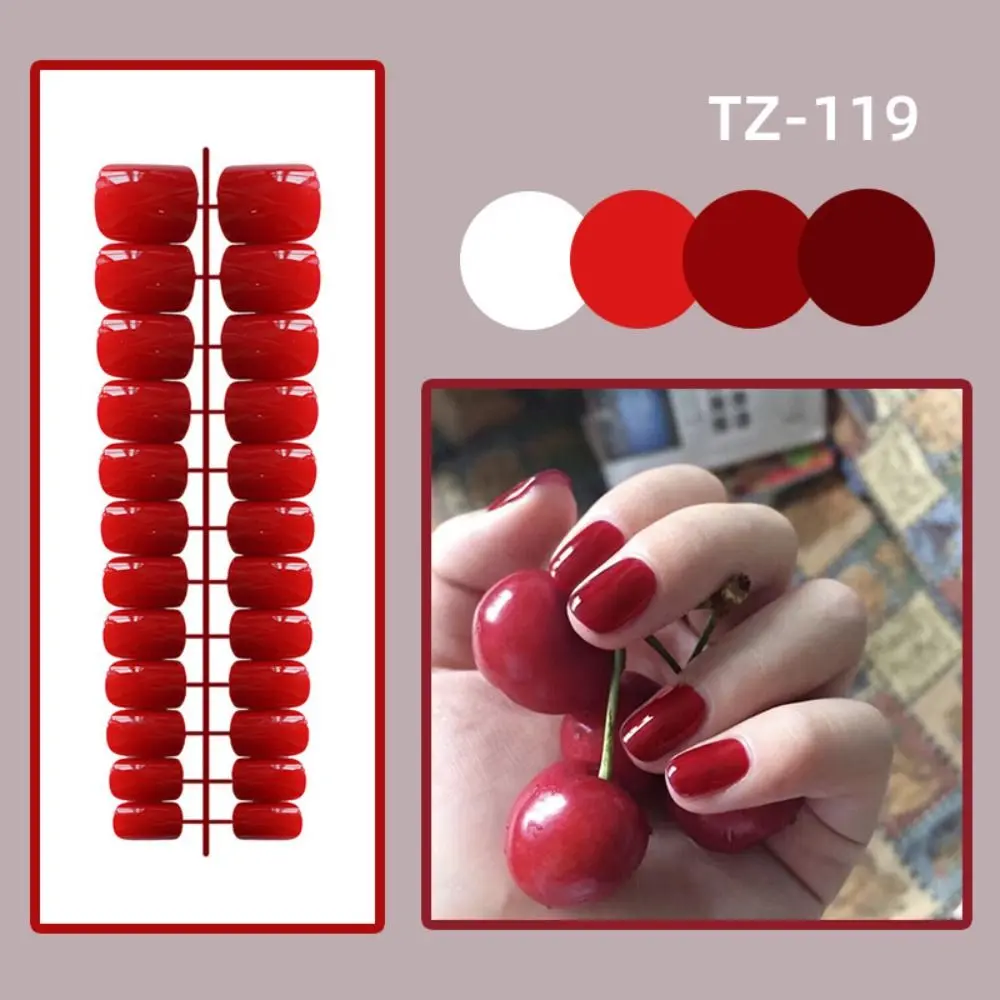 24pcs Manicure Tool Detachable Short Square Head False Nails Full Cover Solid Color Glossy Wearable Fake Nails Manicure Tool Ballerina Press Wearable False Nails Women