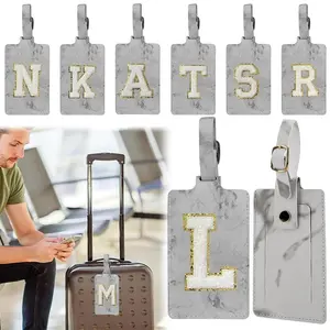 New Label koper Grey Luggage tag information checked anti-loss luggage box identification plate Golden embroidered letter logo
