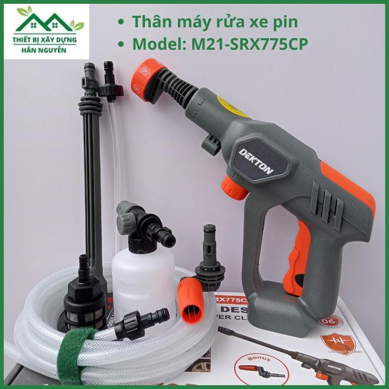 Thân máy rửa xe pin Dekton M21-SRX775CP,công suất 260W,rửa xe cầm tay mini dùng pin,màu xám
