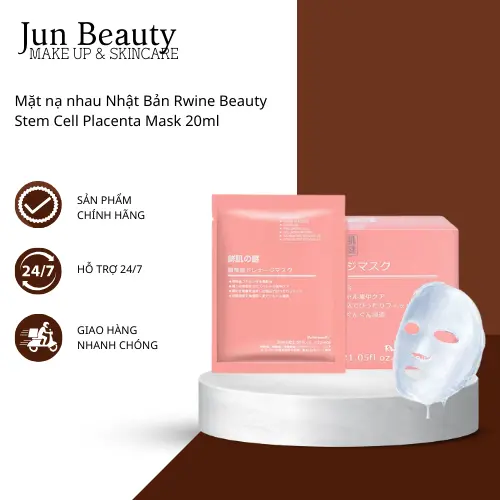Mặt nạ nhau thai Cừu Nhật Bản cấp ẩm , trắng da ,chống lão hóa Rwine Beauty Stem Cell Placenta Mask 20ml Skincare Cosmetics Dưỡng Ẩm Da mat  nanhauthaicuu