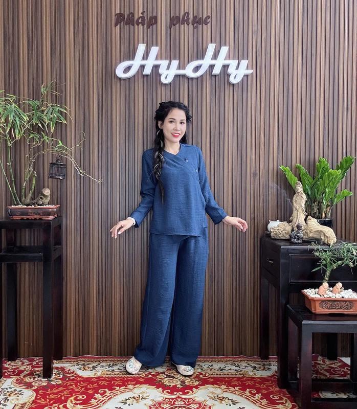 HyHy House - KHẢ TÂM Bộ Pháp Phục Lễ Chùa tà Đăp Chéo Dây Cột Trẻ Trung 0