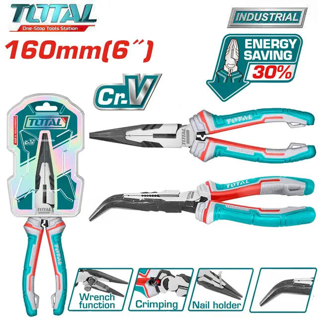 Kìm mũi nhọn , mũi cong cao cấp Total 6''/160mm , 8"/180mm Tiết kiệm năng lượng 30% so với kìm thông thường THT220606S - THT220806S - THT24616S - THT24816S