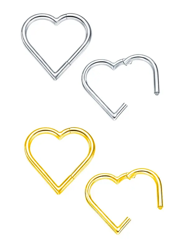 Heart Shaped Stainless Steel Hoop Earrings, Fashionable Earrings for Women & Girls, Trendy All-match & Exquisite Jewelry for Birthday Gift 0
