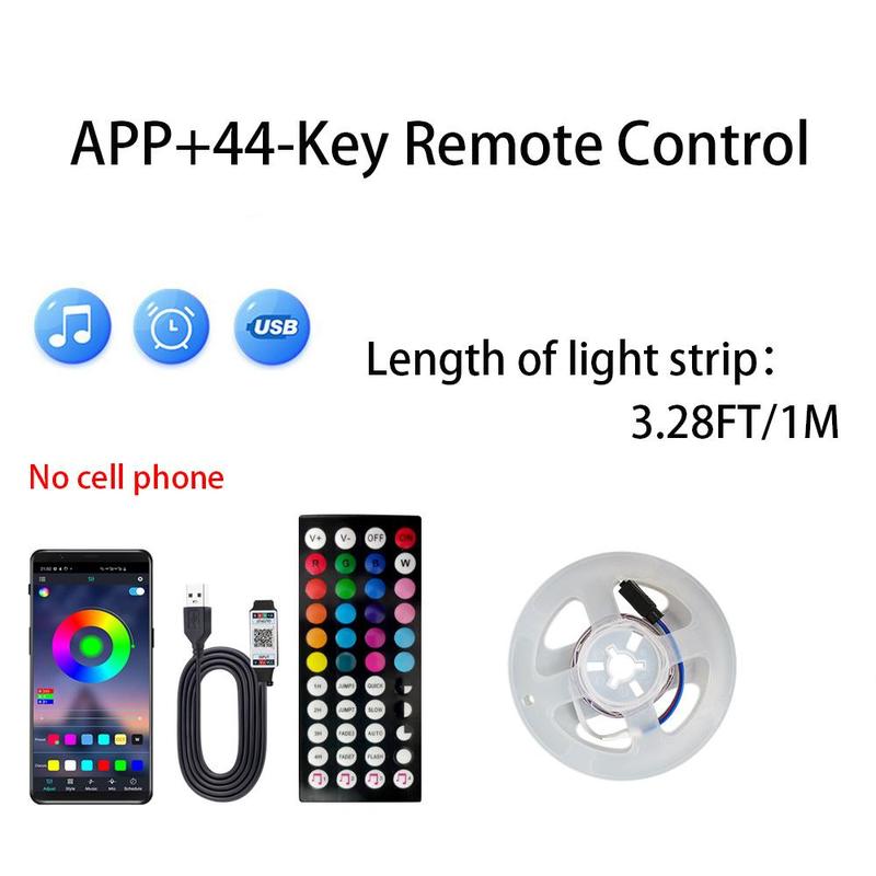 RGB LED Lights Bar, Smart App Control LED Light Strips with 44-Key Remote Control, TV & PC Backlighting LED Light for Bedroom, Living Room, Kitchen, Gaming Decorative Night Light, Home Gadgets, Christmas Decorations Gadgets 5