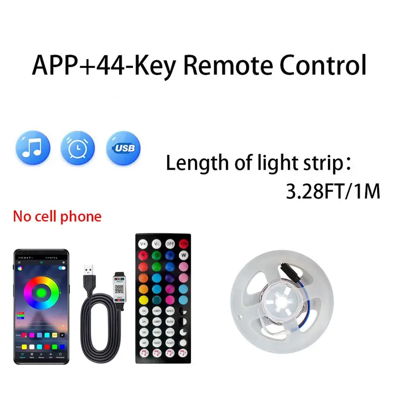 RGB LED Lights Bar, Smart App Control LED Light Strips with 44-Key Remote Control, TV & PC Backlighting LED Light for Bedroom, Living Room, Kitchen, Gaming Decorative Night Light, Home Gadgets, Christmas Decorations Gadgets 5
