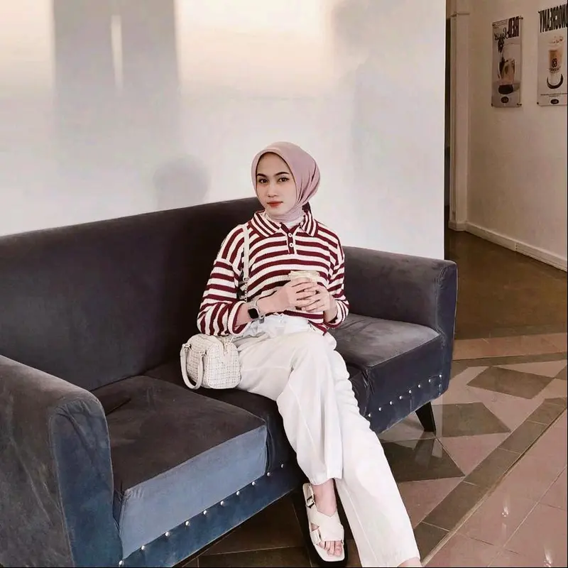 POLO KNIT TOP BLASTER CROP ATASAN RAJUT COMBO STRIPE TONE GARIS 2 WARNA 4