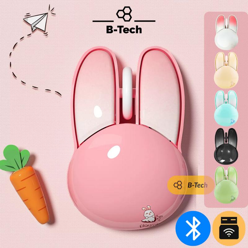 Chuột tai thỏ không dây bluetooth MOFII M6 dễ thương dùng cho macbook, laptop, pc, ipad, máy tính bảng- B-Tech không dây chuột hai chế độ (đen) (hồng)
