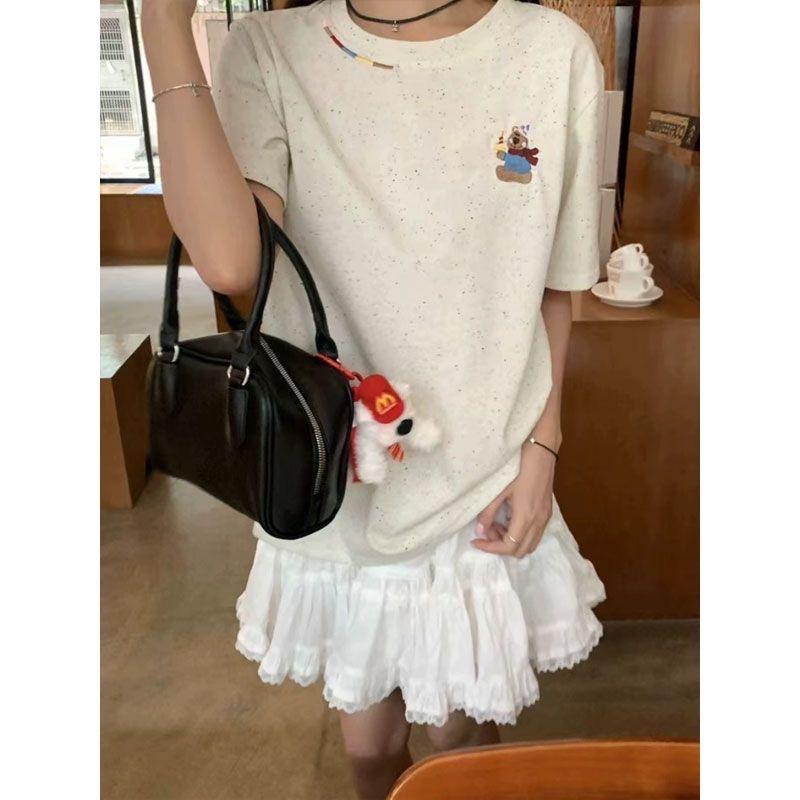 Product Introduction of [ Bonnie ] Áo Phông Tiêu Xám - Kem Hình Thêu Voi, Gấu Đáng Iu Cho Nữ 9