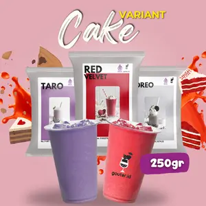 Gouter - Bubuk Minuman Rasa Varian Kue 250gr Regular Mix Gula dan Creamer / Serbuk Minuman Rasa Red Velvet Taro Tiramisu Black Forest