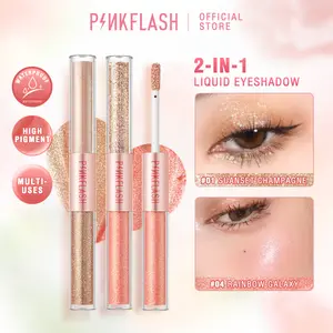 [Official] [BPOM] PINKFLASH #DoubleGlow 2 in 1 All Glow Liquid Eyeshadow High Pigment Waterproof Eye Makeup Lightweight E18