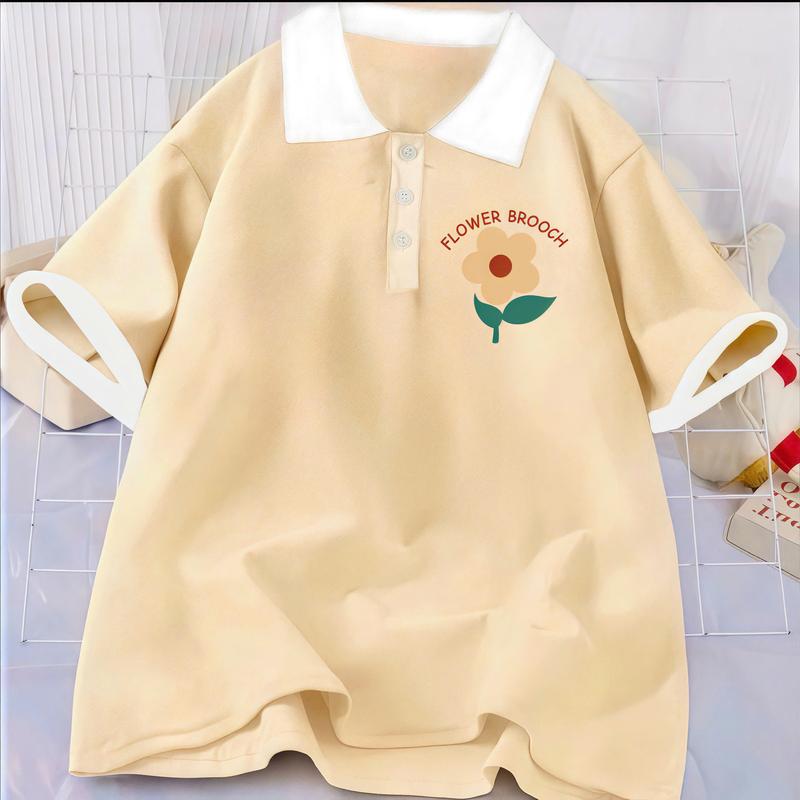 Áo polo bé gái 15-45kg, Áo thun cổ bẻ cho bé gái thiết kế fom rộng hình in cute chất vải cá sấu dày dặn mẫu hot 2025 ( Mã01 ) 8