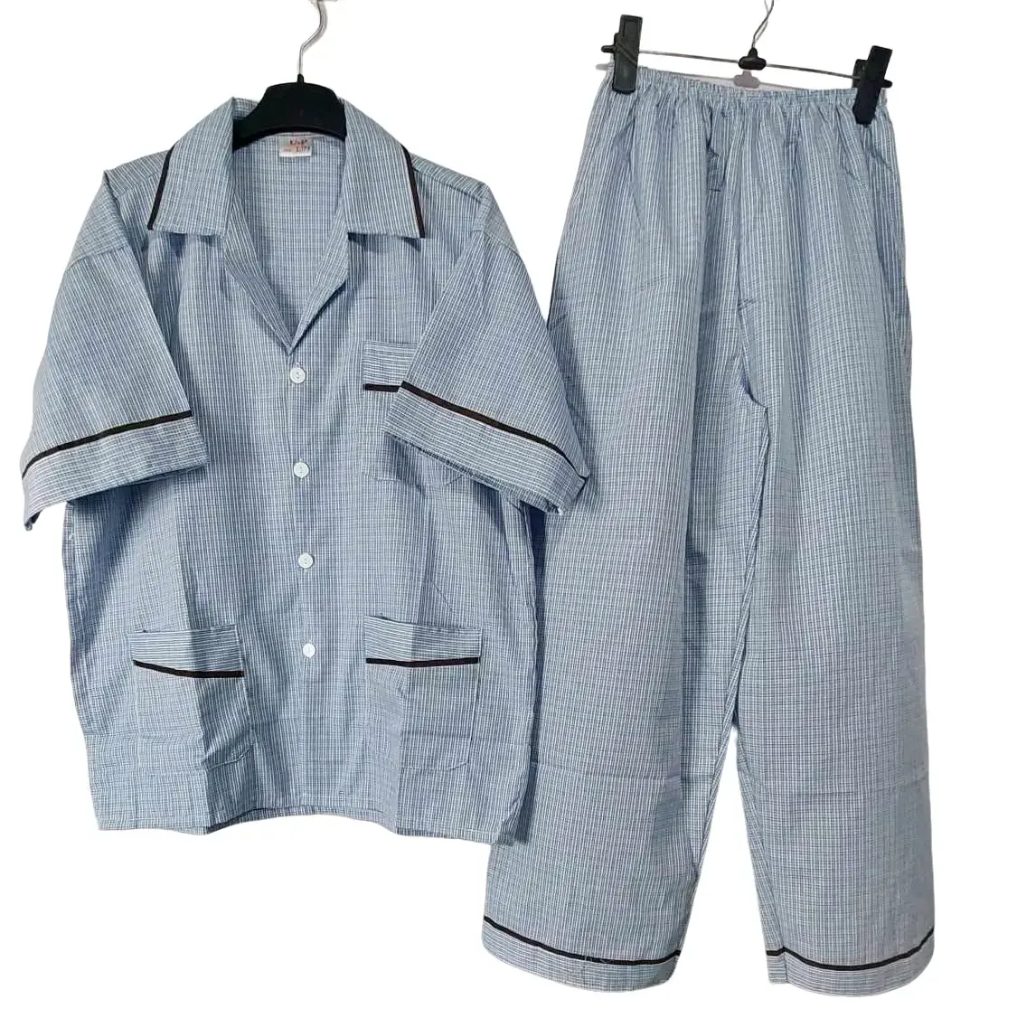(Tay Ngắn) .  Bộ Pijama Nam Trung Niên Chất Kate Cotton, Form Áo Vừa Vặn, Màu Sắc Đa Dạng Có Cổ Menswear Pants