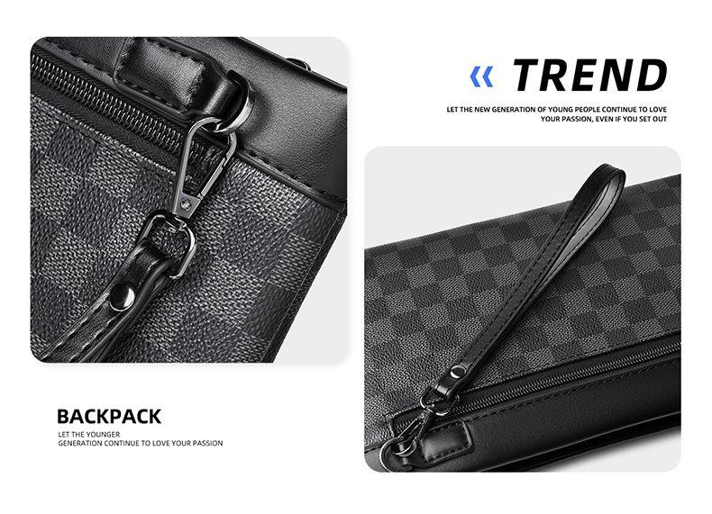 Product Introduction of Men's Handbag New Fashion Plaid Business Large Capacity Casual Envelope Men's Clutch 8