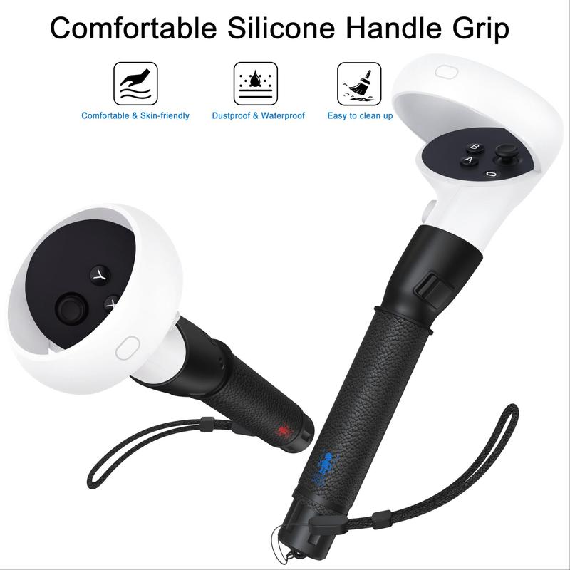 VR Controller Grip, 1 Pair Long Arm Grip, Handle Attachments for Meta Quest 2 Controller, Controller Accessories for VR Game 4