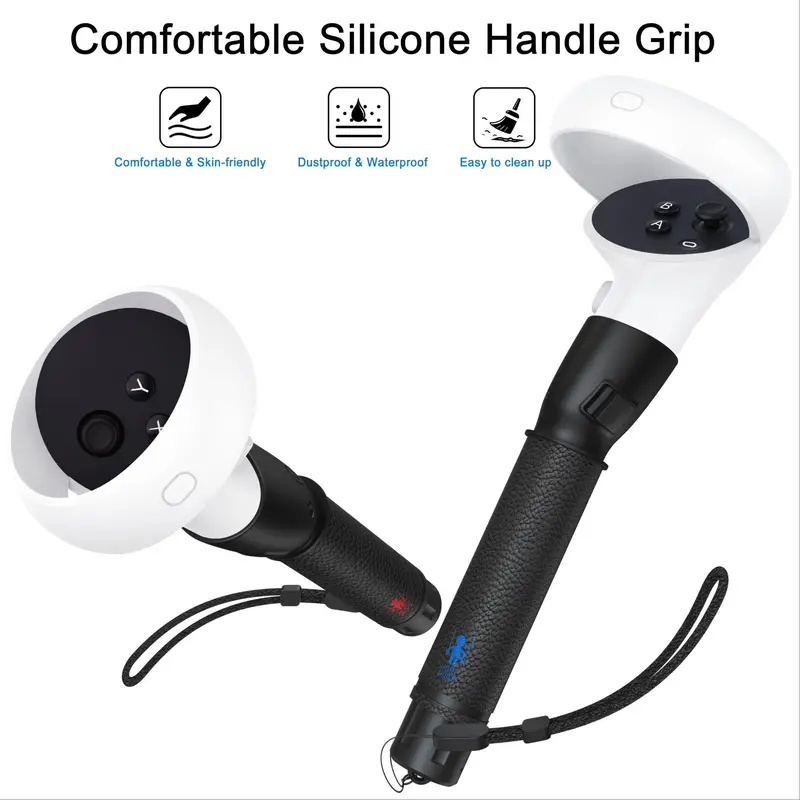 VR Controller Grip, 1 Pair Long Arm Grip, Handle Attachments for Meta Quest 2 Controller, Controller Accessories for VR Game 3