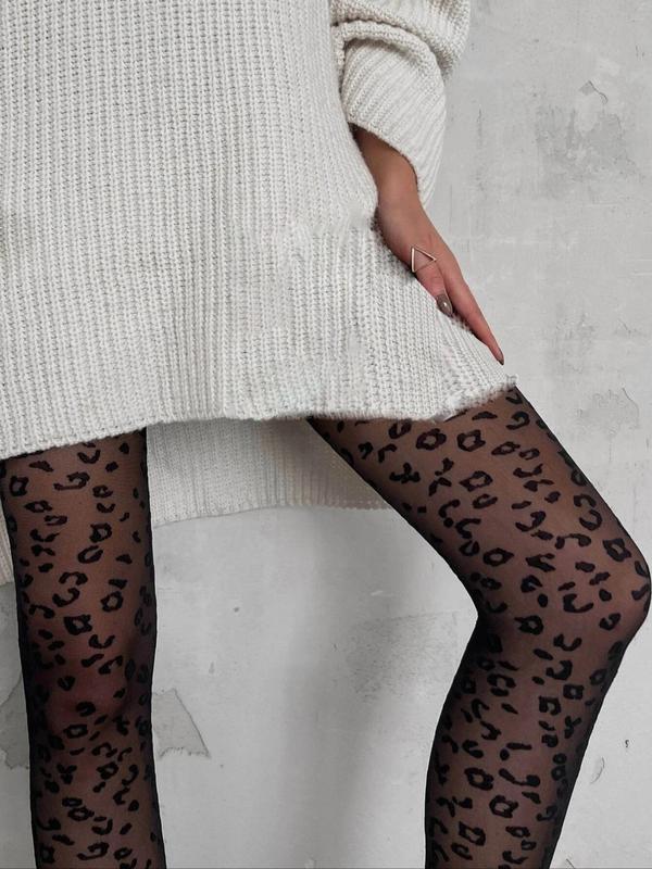 Women's Leopard Print Tights, Comfort 1 Pair High Stretch Tights for Lady, Lady's Tights for All Seasons, Comfort Womenswear for Daily Wear Night Club Party 2