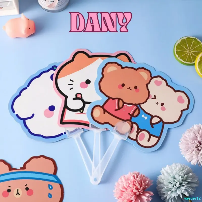 vaeuer12 DANY (QUẬT TAY 01) 1 QUẠT CẦM TAY NHỰA MINI HOẠ TIẾT HOẠT HÌNH DI ĐỘNG, LÀM MÁT NẮNG HÈ