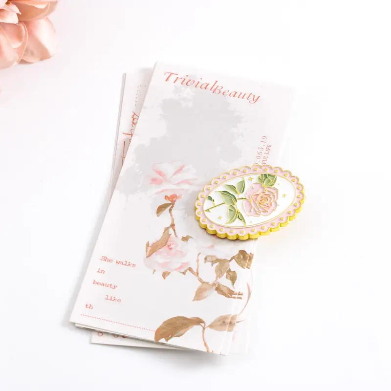Vintage Metal Storage Clip, 1 Count Exquisite Flower Pattern Fixing Clip, Stationery Storage Clip, Office Stationery & Supplies 2