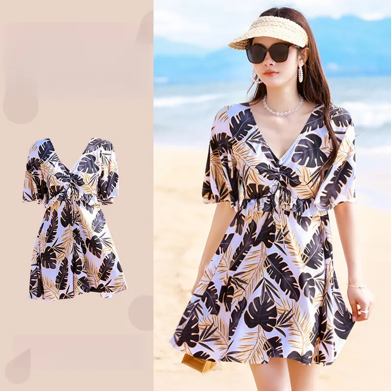 Áo Tắm Cho Nữ, Cỡ Lớn, Che Bụng, Mỏng Vừa Vặn, Phong Cách Váy In Hình Bảo Thủ, Thích Hợp Cho Phụ Nữ Trung Người Già Và Cao Tuổi, Ngoại Cỡ 1