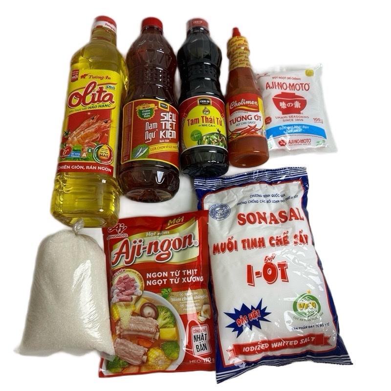  Combo 8 món gia vị nấu ăn Olita Nam Ngư Tam Thái Tử tương ớt muối bột ngọt hạt nêm đường xì dầu 