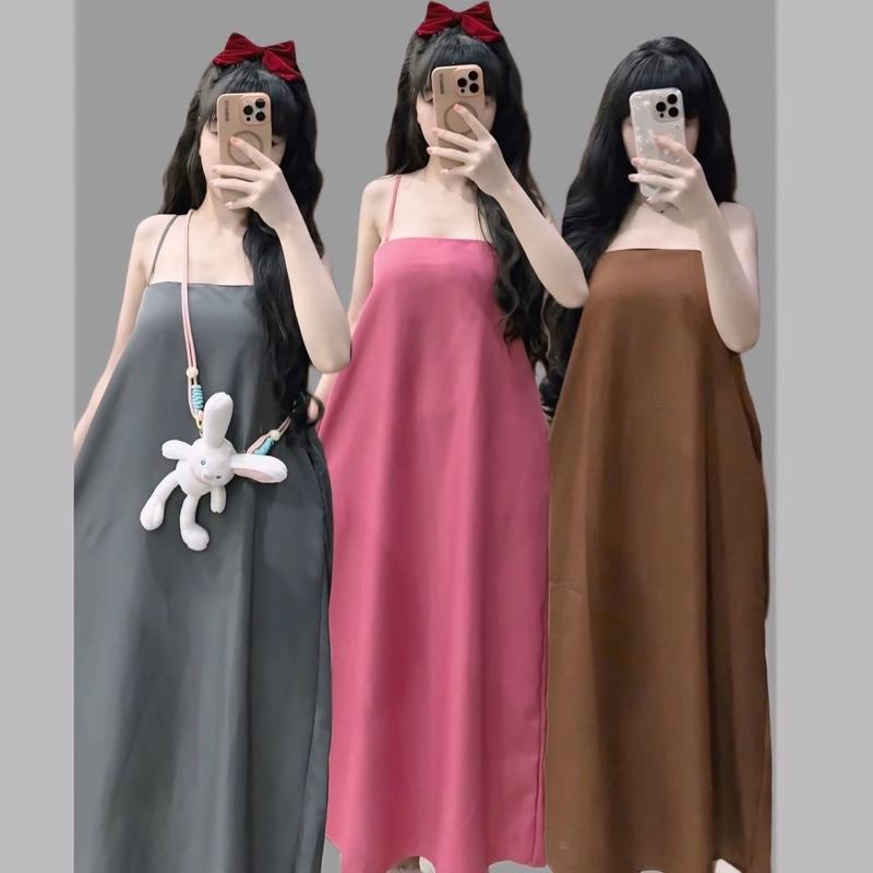 TBB Đầm Suông 2 Dây Dáng Dài Đầm Mặc Thường Ngày Mẫu Mặc Quanh Năm. Cotton neary maxi