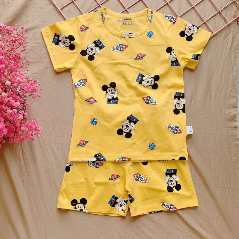 Bộ thun cotton mềm mát thấm hút mồ hôi hoạ tiết hoạt hình 10-30kg 3