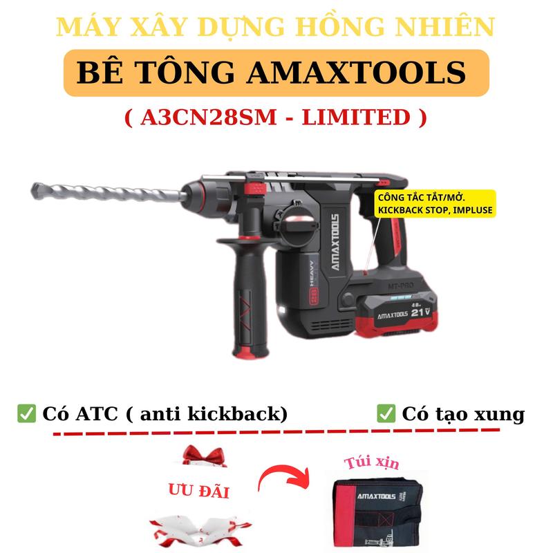  THÂN MÁY KHOAN 3CN DÙNG PIN AMAXTOOLS - A3CN28SM-LIMITED - MÁY XÂY DỰNG HỒNG NHIÊN - khoan bê tông pin 