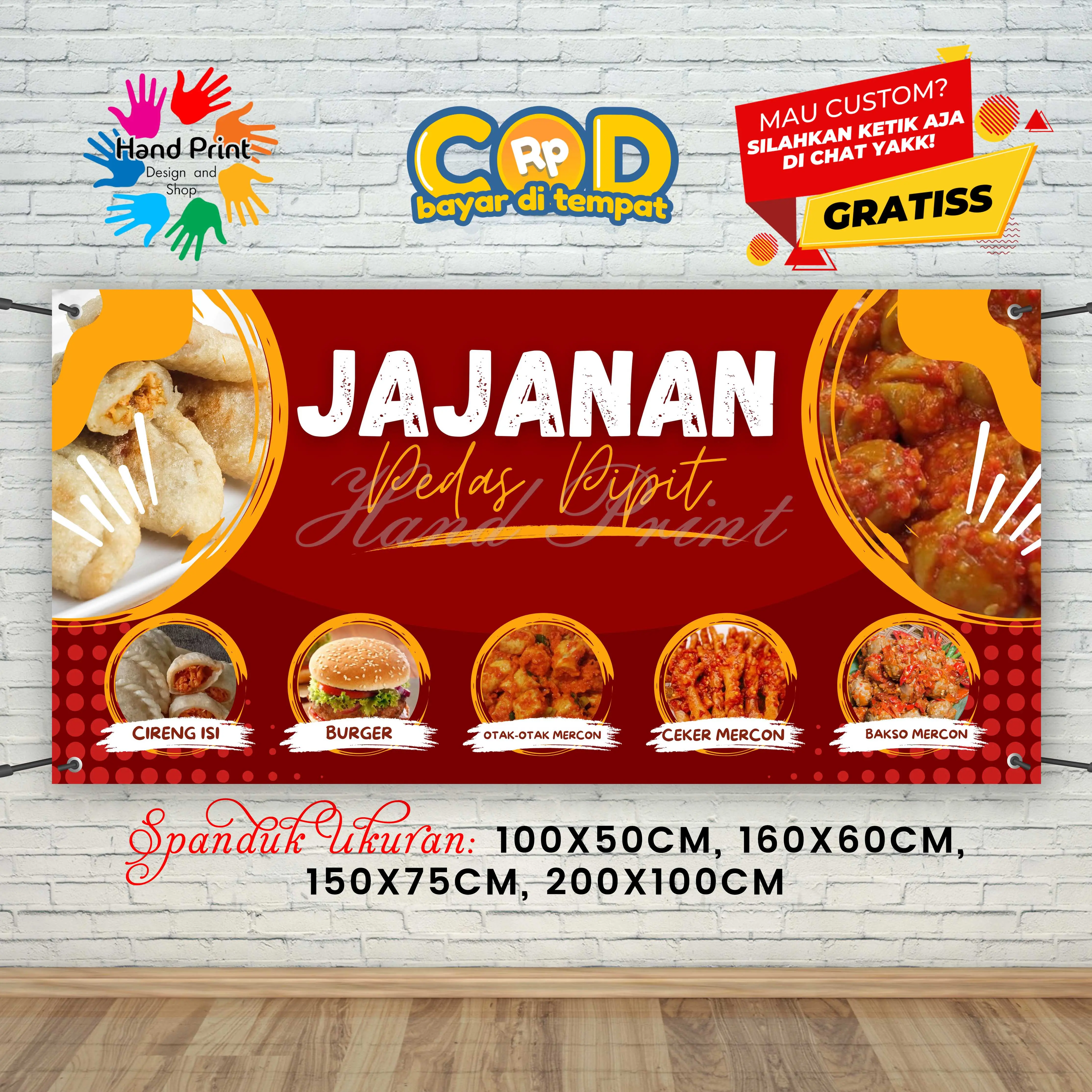 Cetak Spanduk Banner Jajanan Pedar Merah MMT Spanduk Custom 200x100