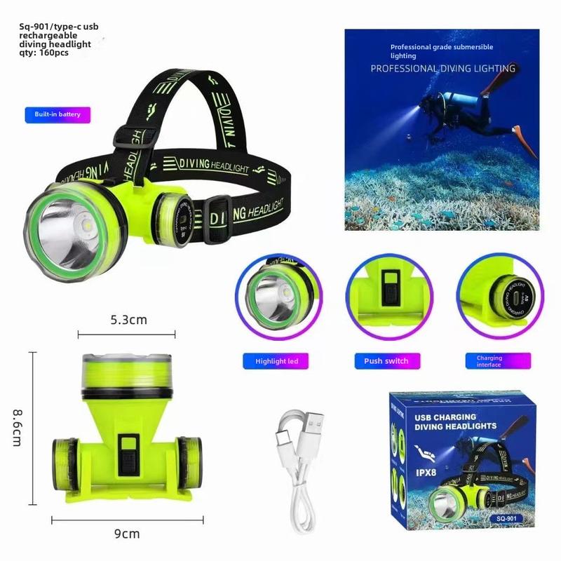 Product Introduction of New cross-border strong light diving headlight outdoor head mounted headlight long range high-power LED waterproof headlight 3