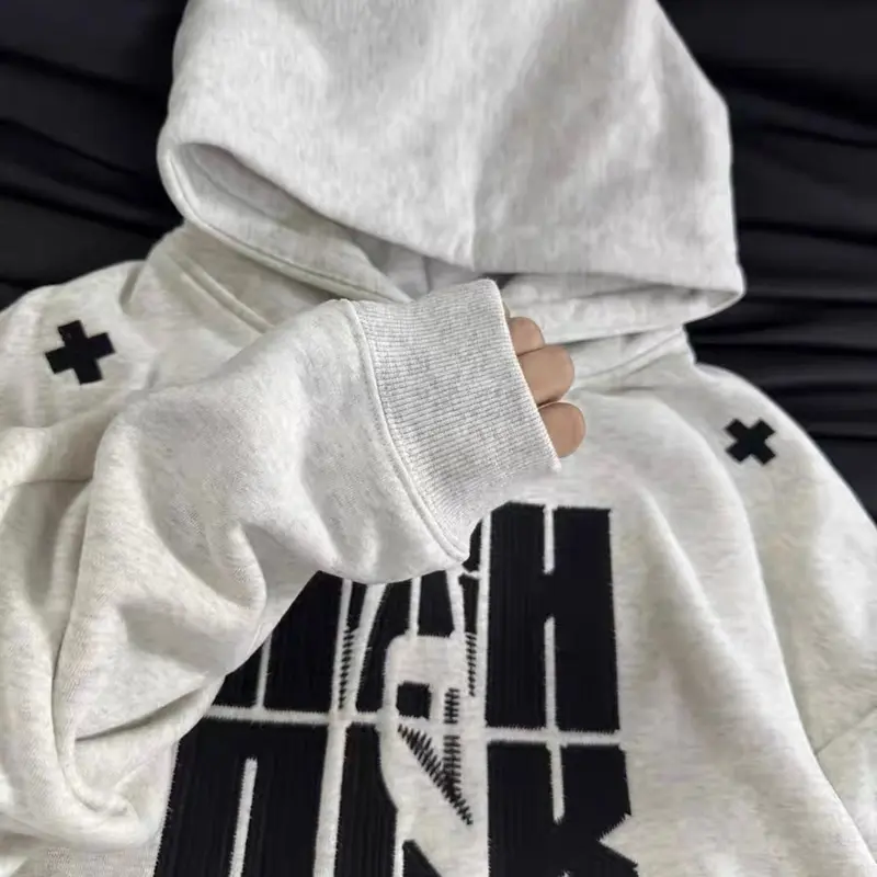[FREESHIP] Hoodie nỉ bông thêu nổi nhiều size form rộng nón to women Cotton có thể giặt máy áo hoodie vàng áo hoodie & áo len khoác Nhung Top Kem boxy 6