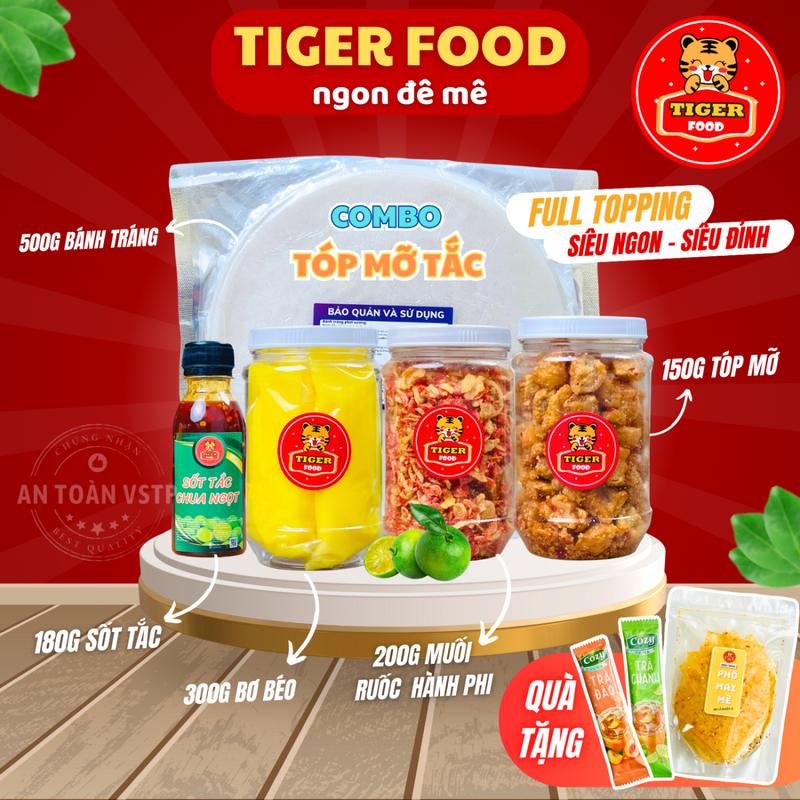 Bánh Tráng Phơi Sương COMBO TÓP MỠ TẮC - TIGER FOOD - Muối Tôm Hành Phi + Bơ Béo + Sốt Tắc Siêu Ngon Ăn Là Ghiền - Tặng trà ổi hồng + bánh tráng phô mai mè